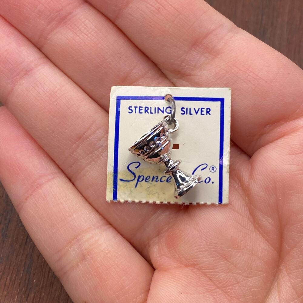 Vintage Spencer 925 Sterling Silver Chalice Goblet Cup Pendant Bracelet Charm
